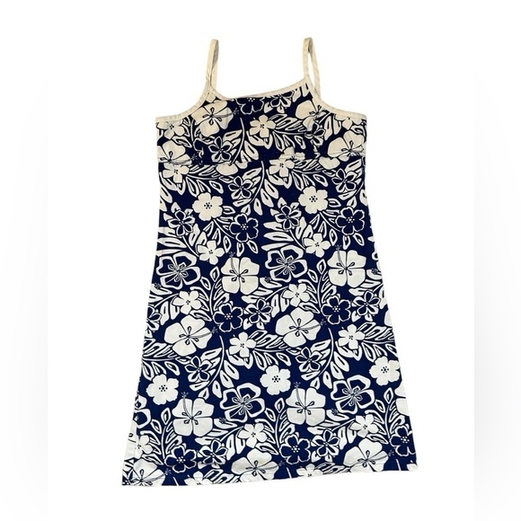 Old Navy Hibiscus Navy Cotton Strap Short Hawaiian Dress Size Girls 14 Tropical - Picture 1 of 5